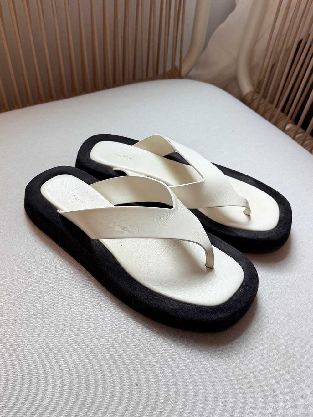 The Row Ginza Leather Platform Flip Flop Sandals